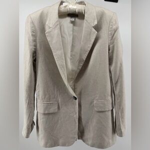 H&M Linen Blend Blazer XS Tailored One Button Jacket
